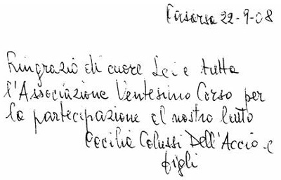 Manoscritto della Sig.ra Cecilia Dell'Accio